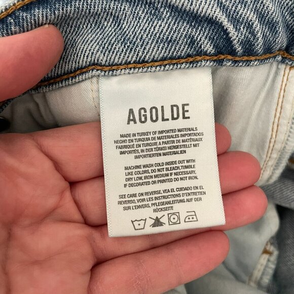 Agolde Reworked 90s High Rise Denim Casual Straight Leg Paperbag Jeans Blue 25 - Picture 9 of 11